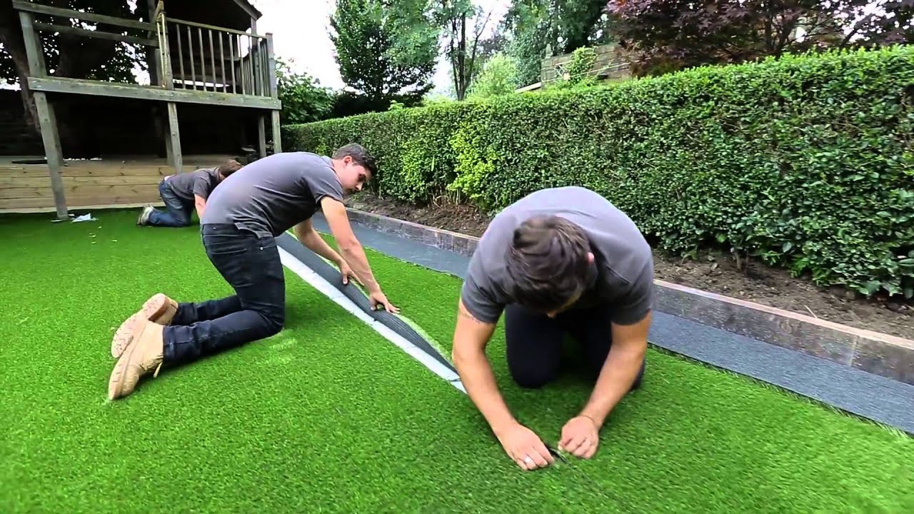 Turf installation team at work in Mesquite TX